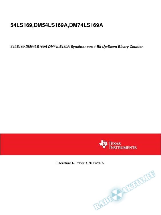 54LS169 DM54LS169A DM74LS169A Synchronous 4-Bit Up/Down Binary Counter (Rev. A)