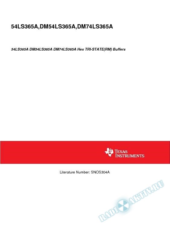 54LS365A DM54LS365A DM74LS365A Hex TRI-STATE(RM) Buffers (Rev. A)