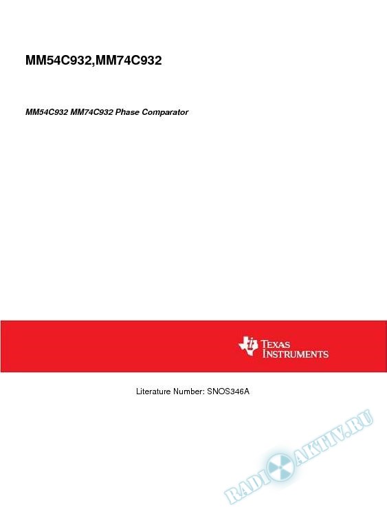 MM54C932 MM74C932 Phase Comparator (Rev. A)