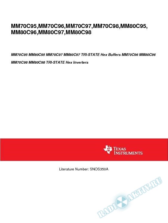 MM70/80C95, MM70/80C97 TRI-STATE Hex Buffrs (Rev. A)