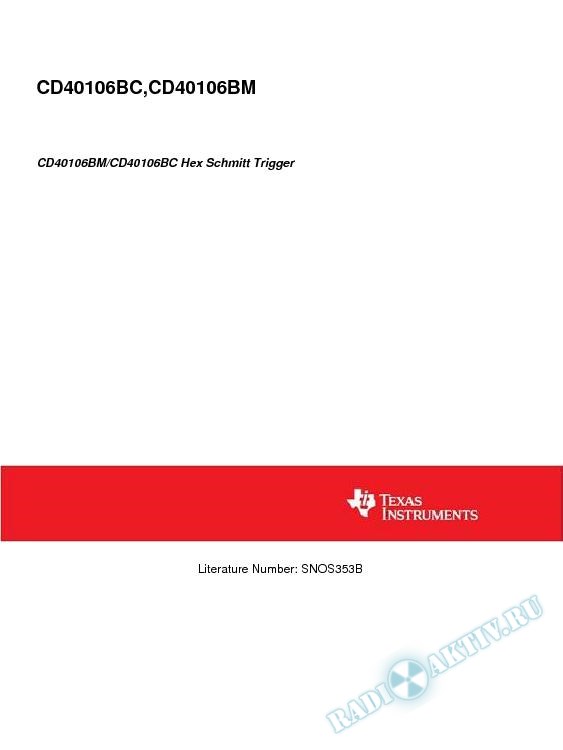 CD40106BM/CD40106BC Hex Schmitt Trigger (Rev. B)