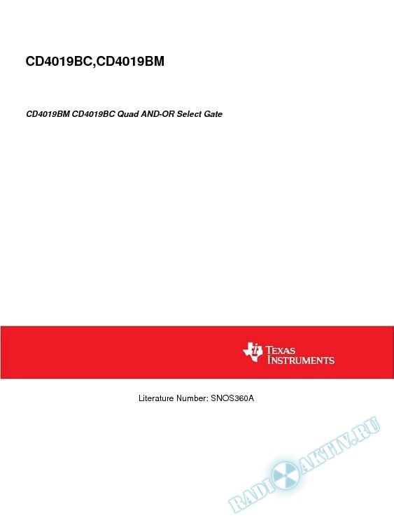 CD4019BM CD4019BC Quad AND-OR Select Gate (Rev. A)