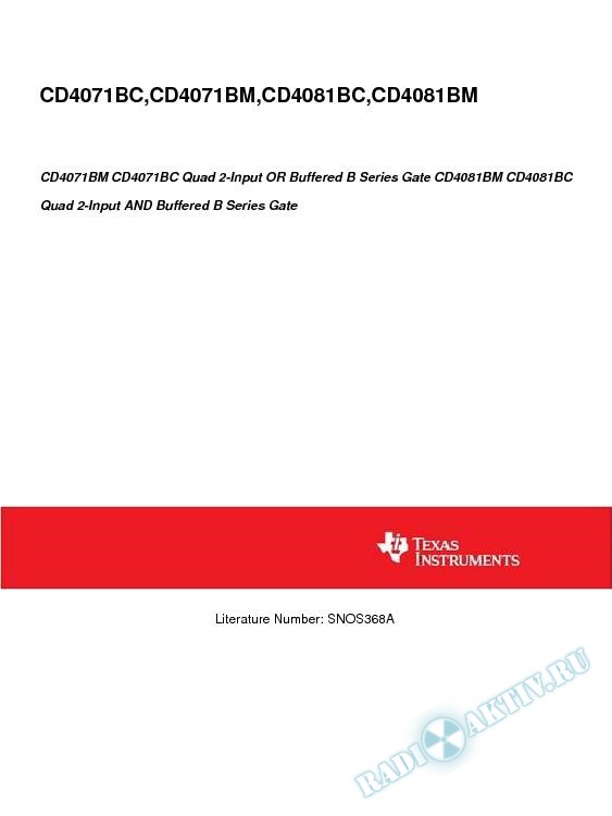 CD4071BM CD4071BC Quad 2-Input OR Buffered B Series Gate (Rev. A)