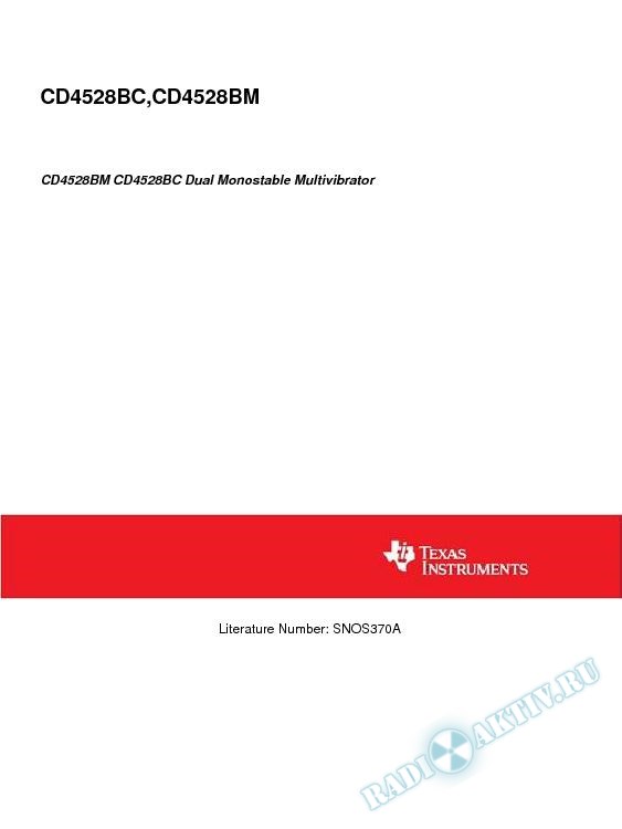 CD4528BM CD4528BC Dual Monostable Multivibrator (Rev. A)
