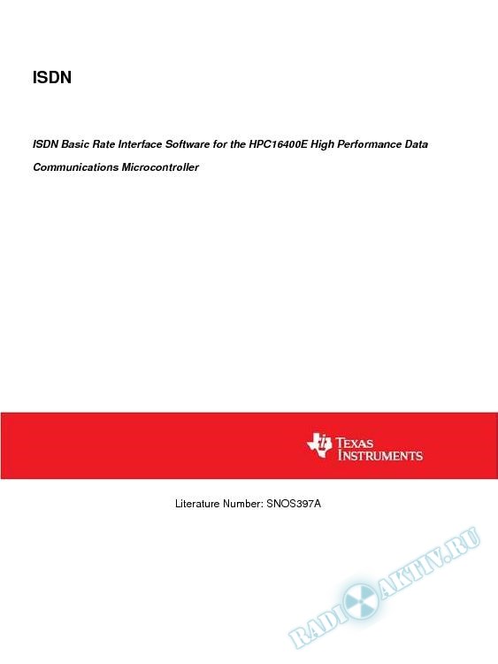 ISDN Basic Rate Interface Software HPC16400E HPerf Data C Microcontroller (Rev. A)