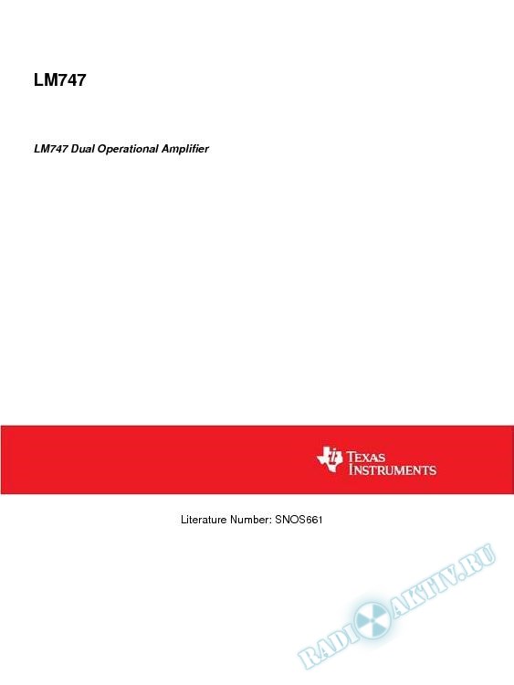 LM747 Dual Operational Amplifier