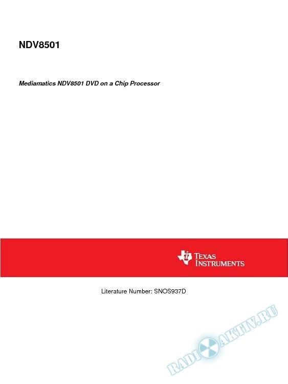 Mediamatics NDV8501 DVD on a Chip Processor (Rev. D)