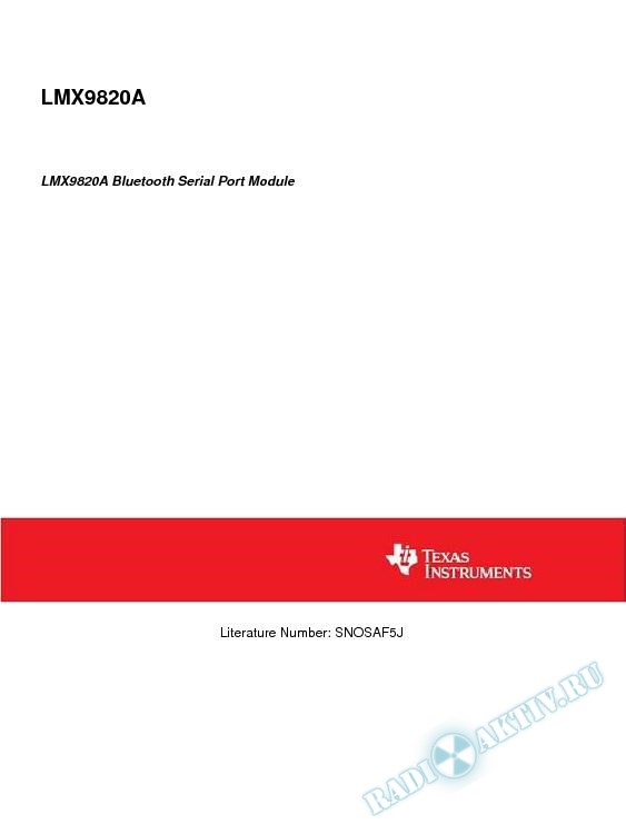 LMX9820A Bluetooth Serial Port Module (Rev. J)