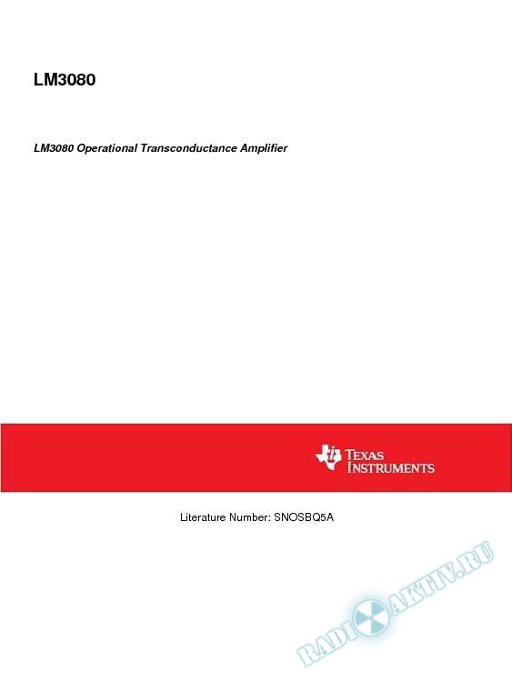 LM3080 Operational Transconductance Amplifier (Rev. A)