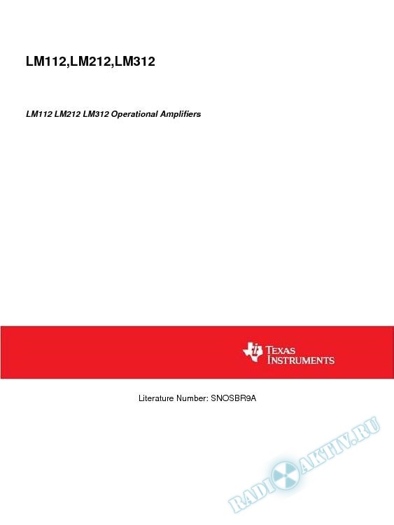 LM112 LM212 LM312 Operational Amplifiers (Rev. A)