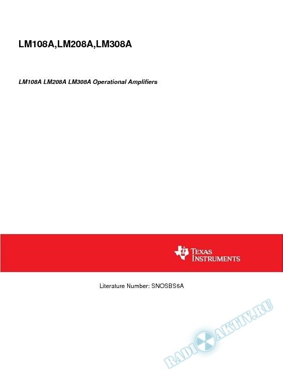 LM108A LM208A LM308A Operational Amplifiers (Rev. A)