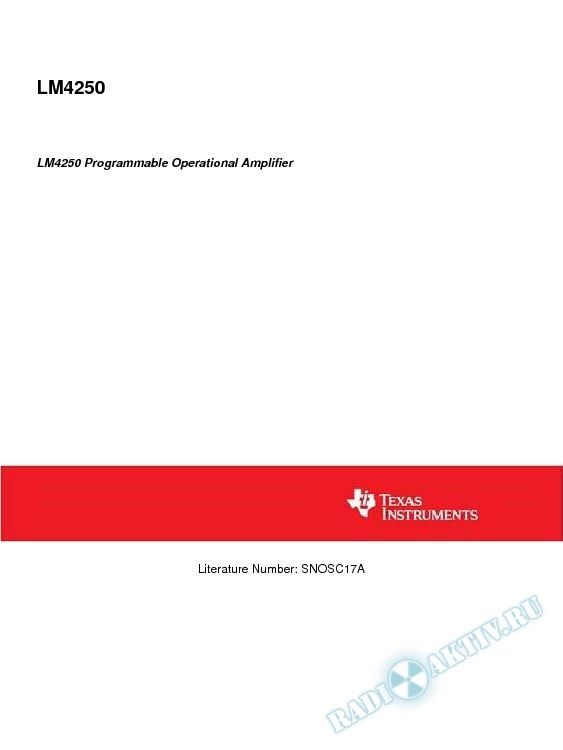 LM4250 Programmable Operational Amplifier (Rev. A)
