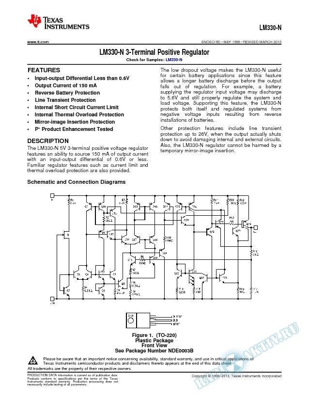 LM330 3-Terminal Positive Regulator (Rev. D)