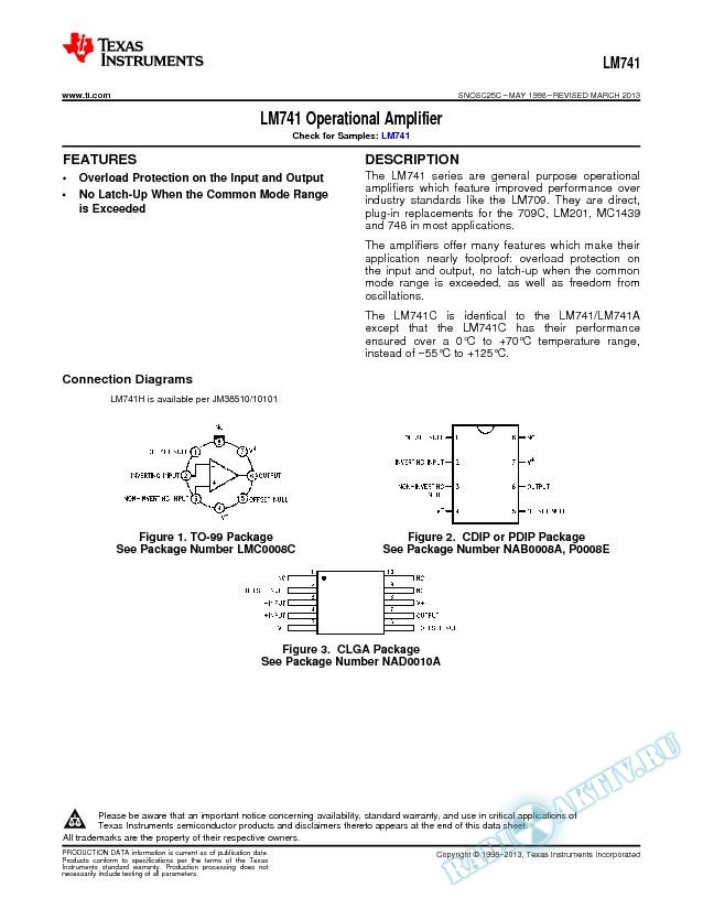 LM741 Operational Amplifier (Rev. C)