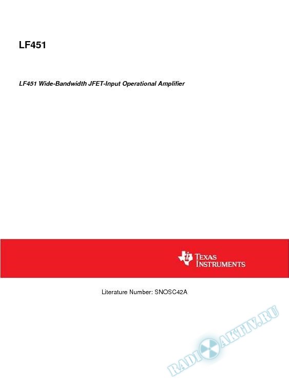 LF451 Wide-Bandwidth JFET-Input Operational Amplifier (Rev. A)