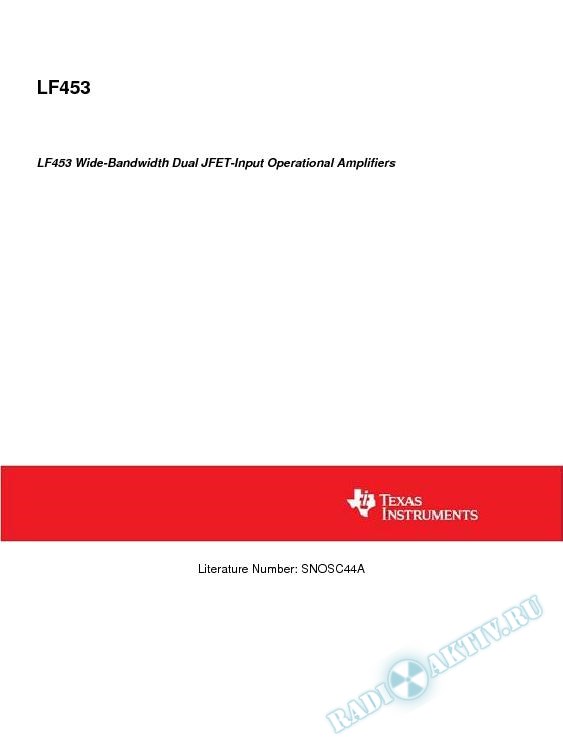LF453 Wide-Bandwidth Dual JFET-Input Operational Amplifiers (Rev. A)