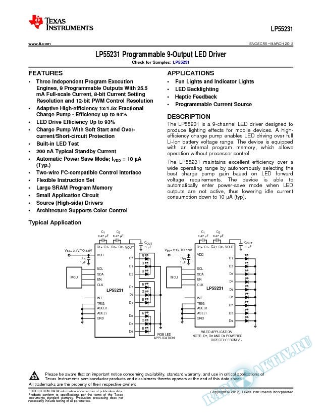 LP55231 Programmable 9-Output LED Driver