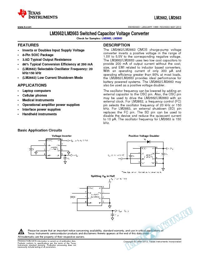 LM2662/LM2663 Switched Capacitor Voltage Converter (Rev. D)