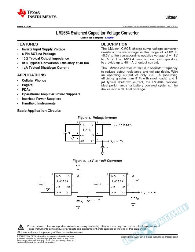 LM2664 Switched Capacitor Voltage Converter (Rev. D)