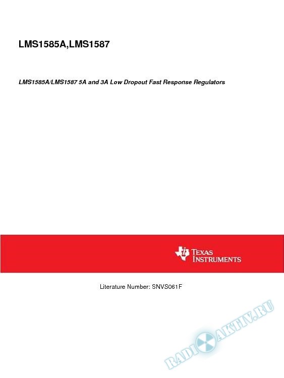LMS1585A/LMS1587 5A and 3A Low Dropout Fast Response Regulators (Rev. F)