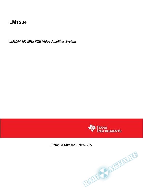 LM1204 150 MHz RGB Video Amplifier System (Rev. A)