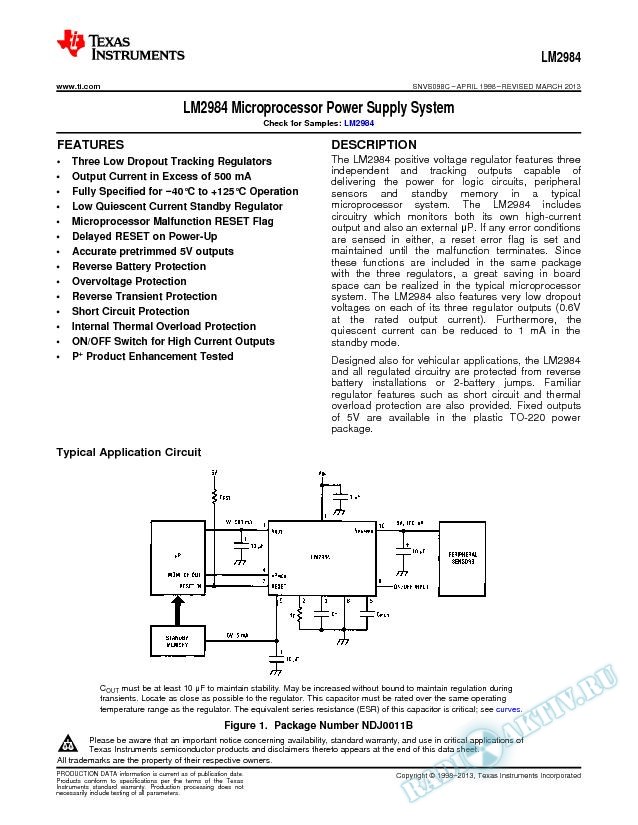 LM2984 Microprocessor Power Supply System (Rev. C)