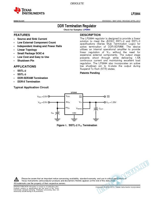 LP2994 DDR Termination Regulator (Rev. C)