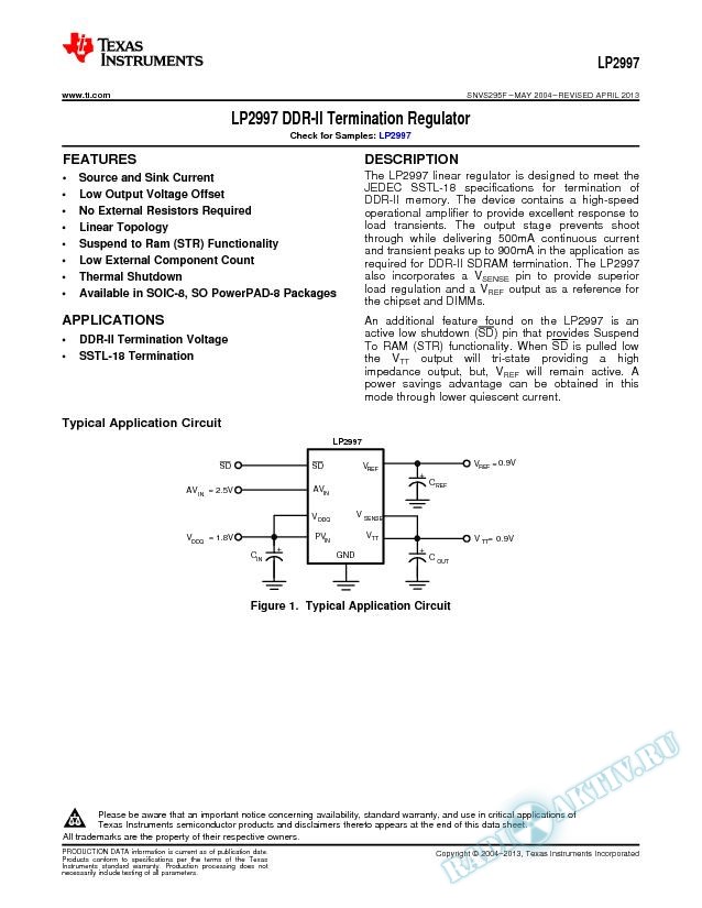 LP2997 DDR-II Termination Regulator (Rev. F)