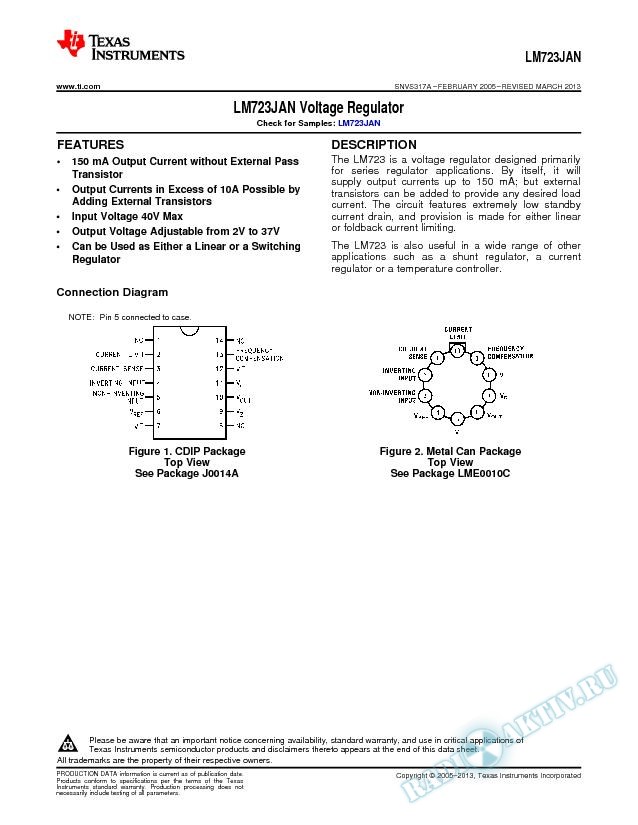 LM723JAN Voltage Regulator (Rev. A)