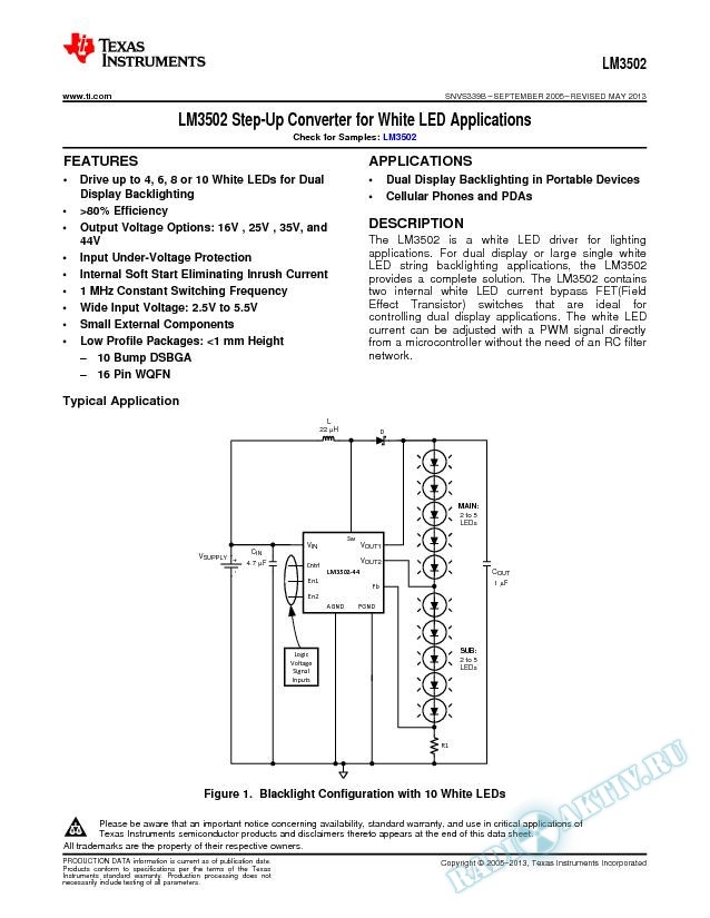LM3502 Step-Up Converter for White LED Applications (Rev. B)