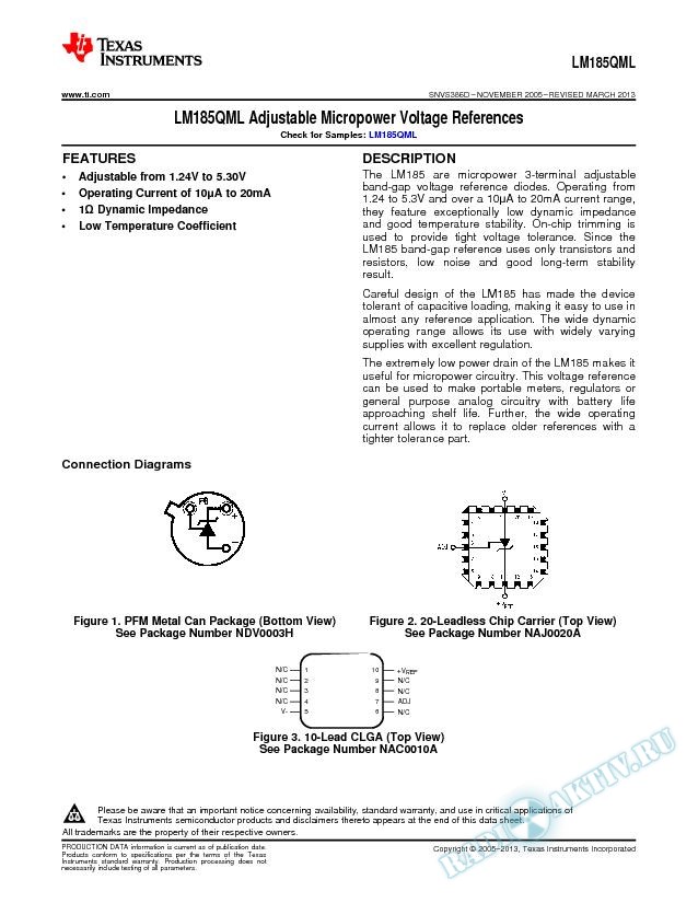 LM185QML Adjustable Micropower Voltage References (Rev. D)