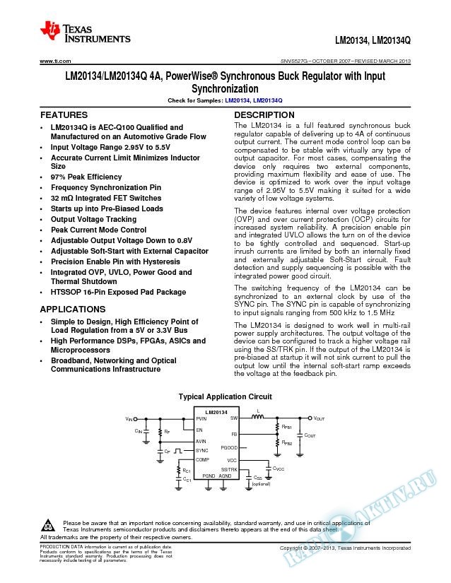 4A Synchronous Buck Regulator with Input Synchronization (Rev. G)