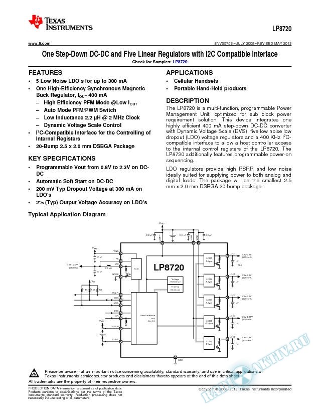 One Step-Down DC/DC and Five Linear Regulators with I2C Compatible Interface (Rev. B)