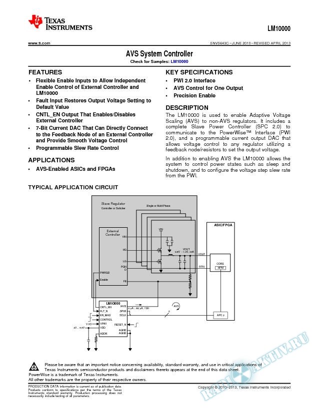 LM10000  AVS System Controller (Rev. C)