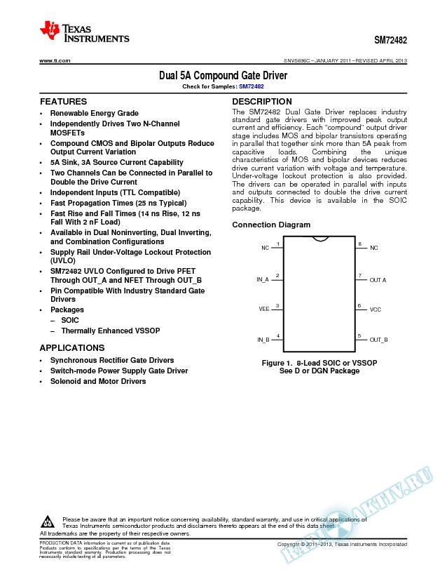 SM72482 SolarMagic Dual 5A Compound Gate Driver (Rev. C)