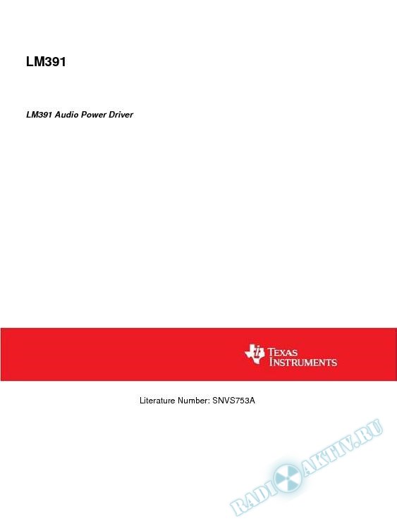 LM391 Audio Power Driver (Rev. A)