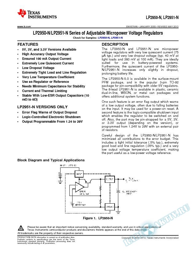 LP2950/LP2951 Series of Adjustable Micropower Voltage Regulators (Rev. N)