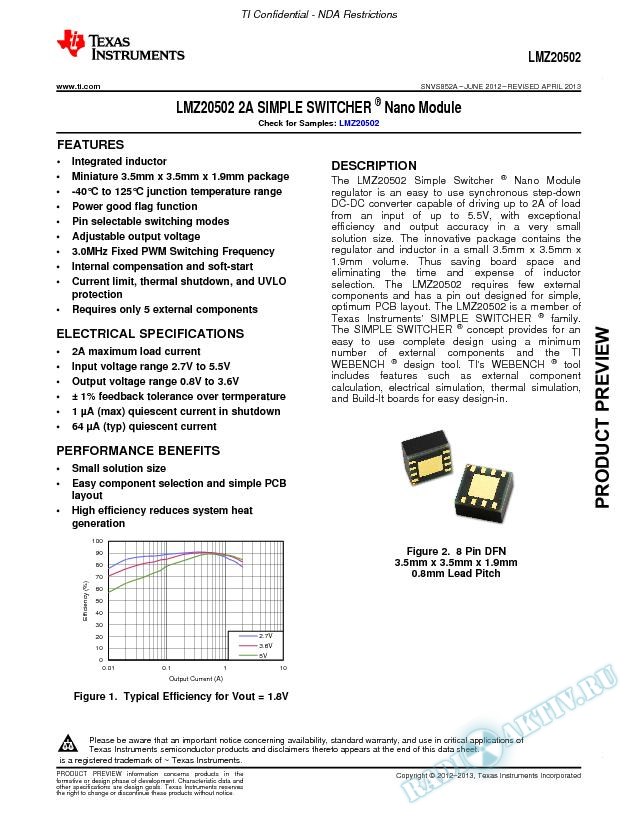 LMZ20502 2A SIMPLE SWITCHER® Nano Module (Rev. A)
