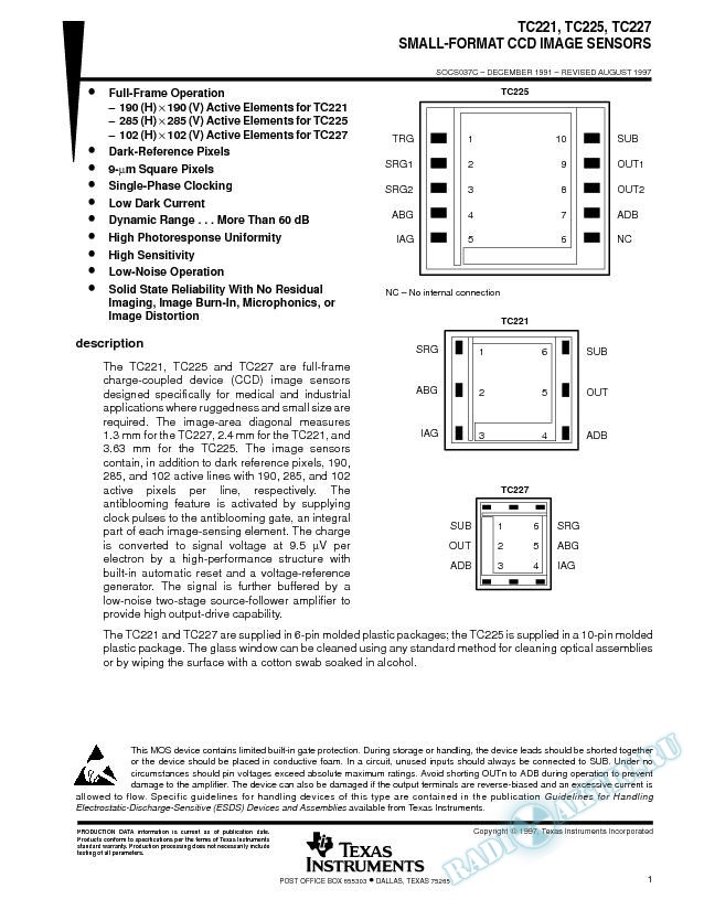 Small-Format CCD Image Sensors (Rev. C)