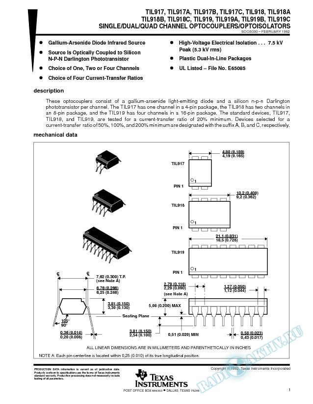 Single/Dual/Quad Channel Optocouplers/Optoisolators