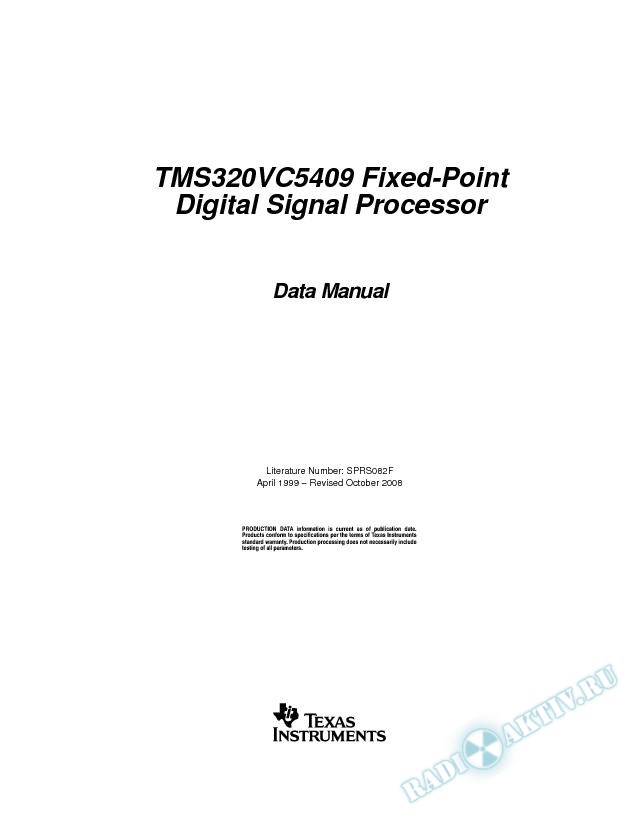 TMS320VC5409 Fixed-Point Digital Signal Processor (Rev. F)