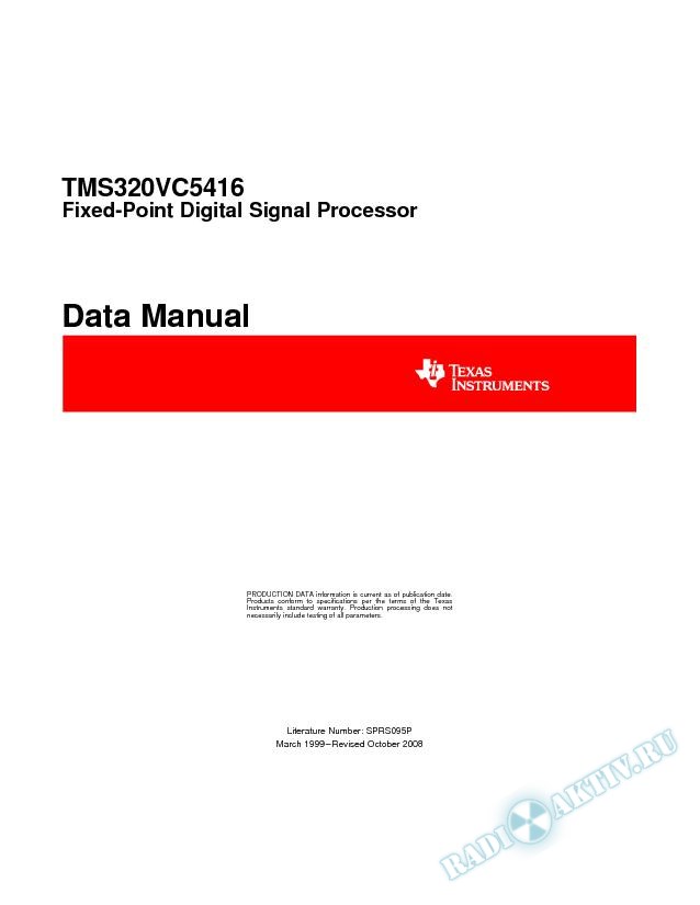 TMS320VC5416 Fixed-Point Digital Signal Processor (Rev. P)
