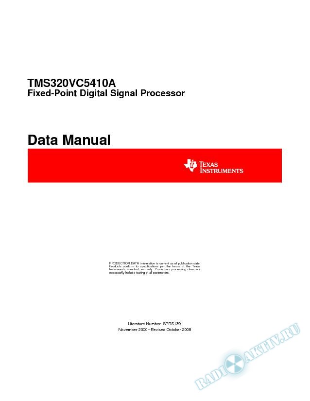 TMS320VC5410A Fixed-Point Digital Signal Processor (Rev. I)