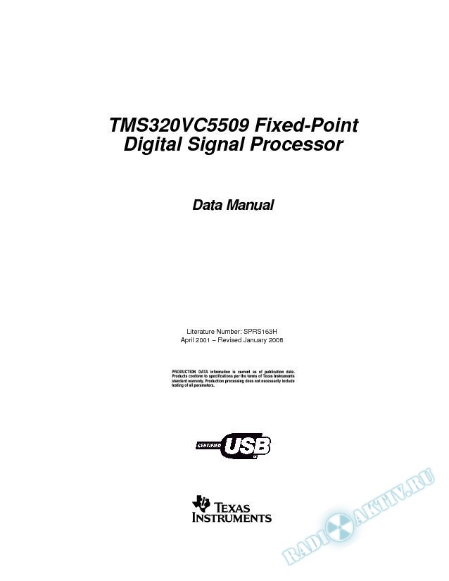 TMS320VC5509 Fixed-Point Digital Signal Processor (Rev. H)