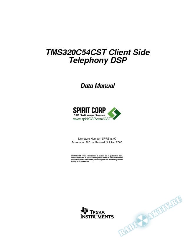 TMS320C54CST Client Side Telephony DSP (Rev. C)