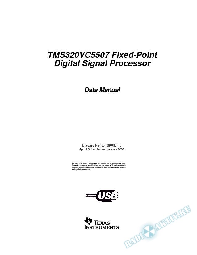 TMS320VC5507 Fixed-Point Digital Signal Processor (Rev. J)