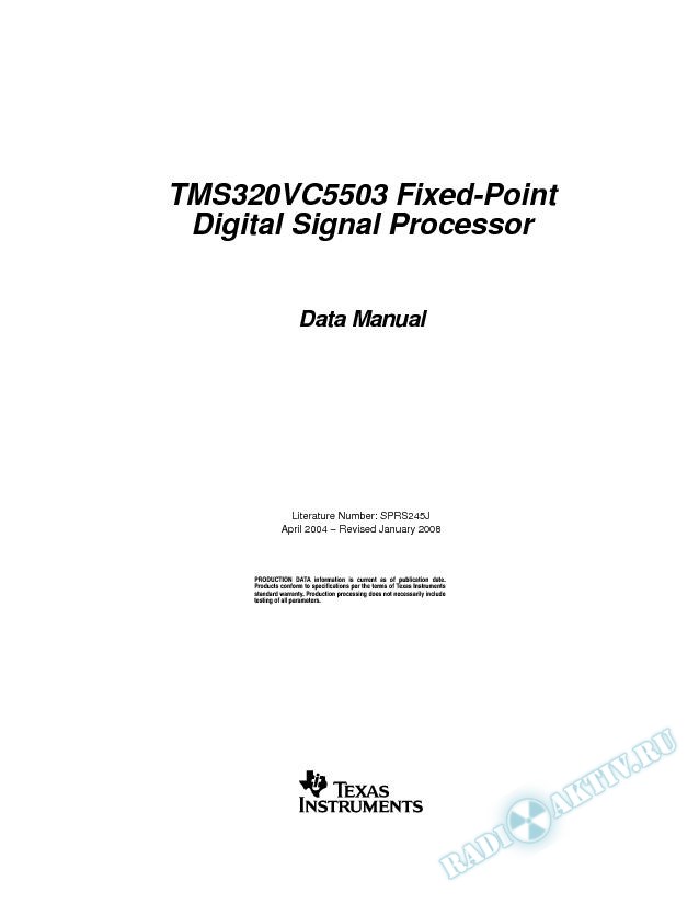 TMS320VC5503 Fixed-Point Digital Signal Processor (Rev. J)
