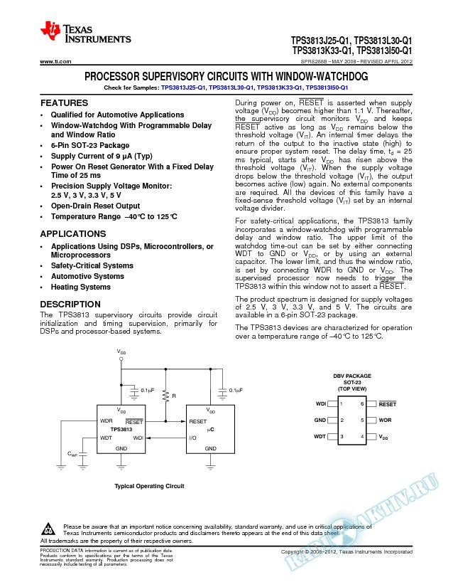 Processor Supervisory Circuit With Window-Watchdog (Rev. B)