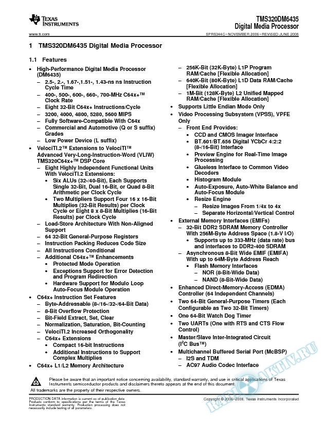 TMS320DM6435 Digital Media Processor (Rev. C)