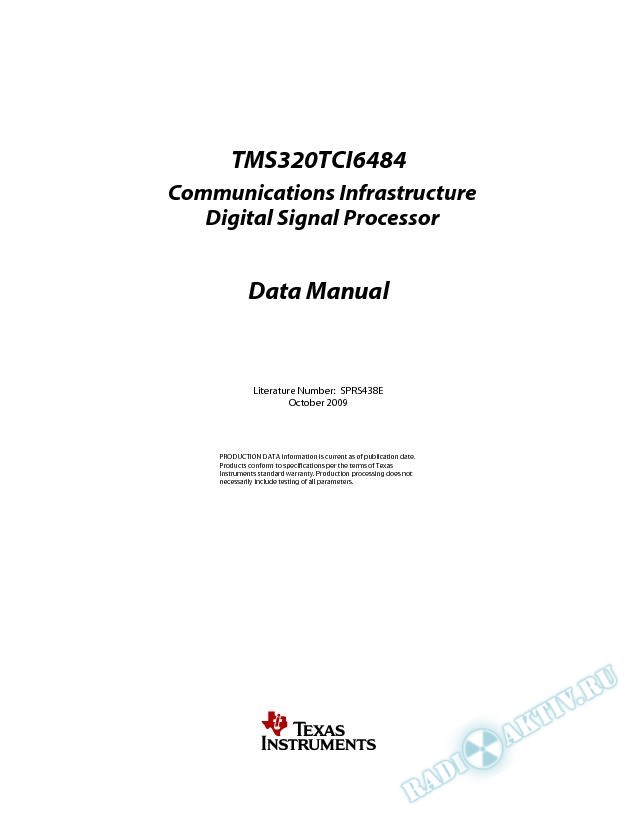 TMS320TCI6484 Communications Infrastructure Digital Signal Processor (Rev. E)